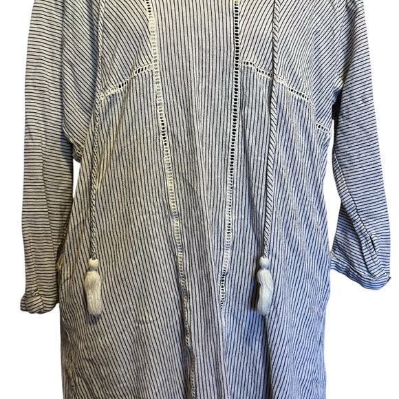 Solito Cotton Striped Beach Swim Cover-Up Tunic Hooded Pockets Resortwear M - Picture 3 of 12
